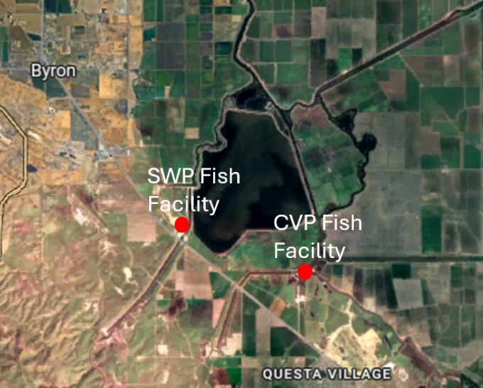 Locations of the State Water Project and Central Valley Project fish facilities