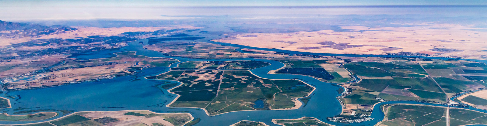 A majestic aerial view of the Sacramento Delta.